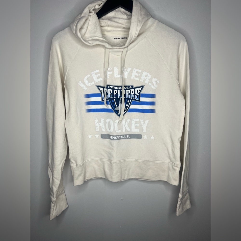 Sport-Tek Pensacola Ice Flyers Women’s XS Ivory Hockey Hoodie Lightweight Terry